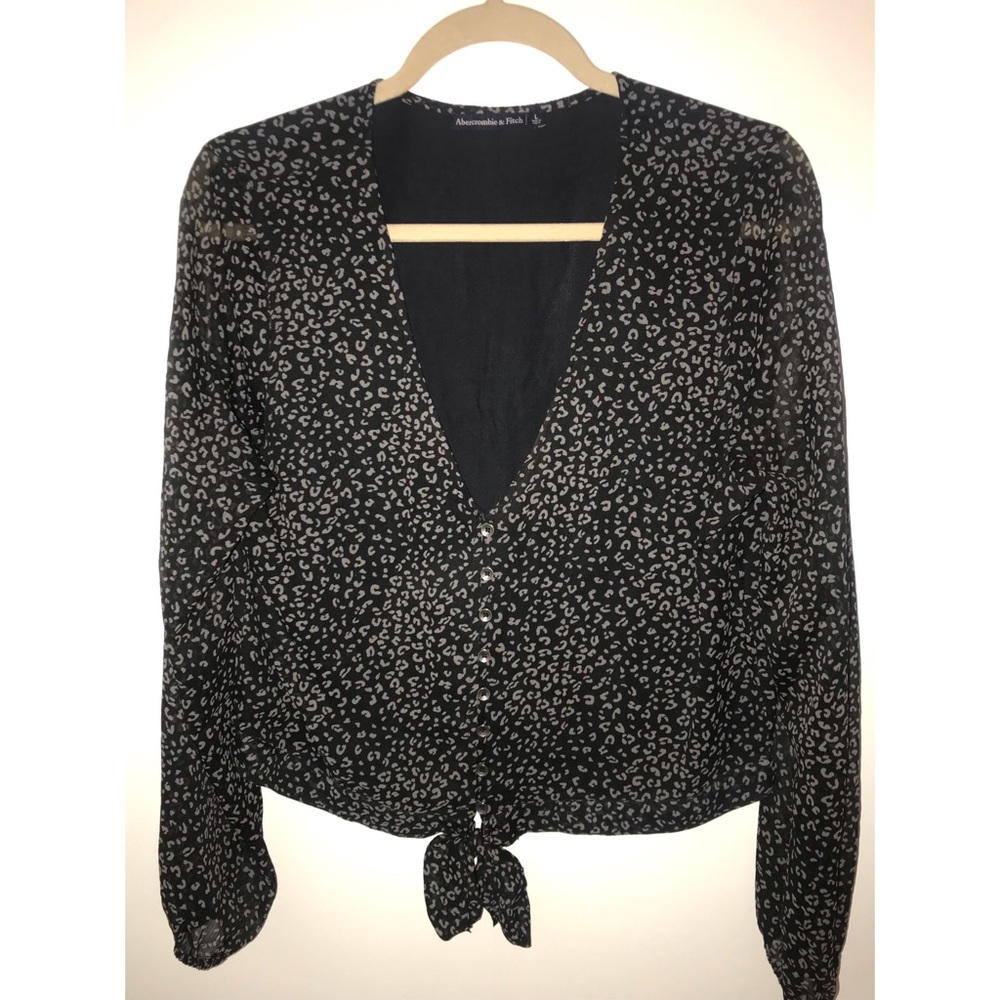 Abercrombie tie-front leopard blouse